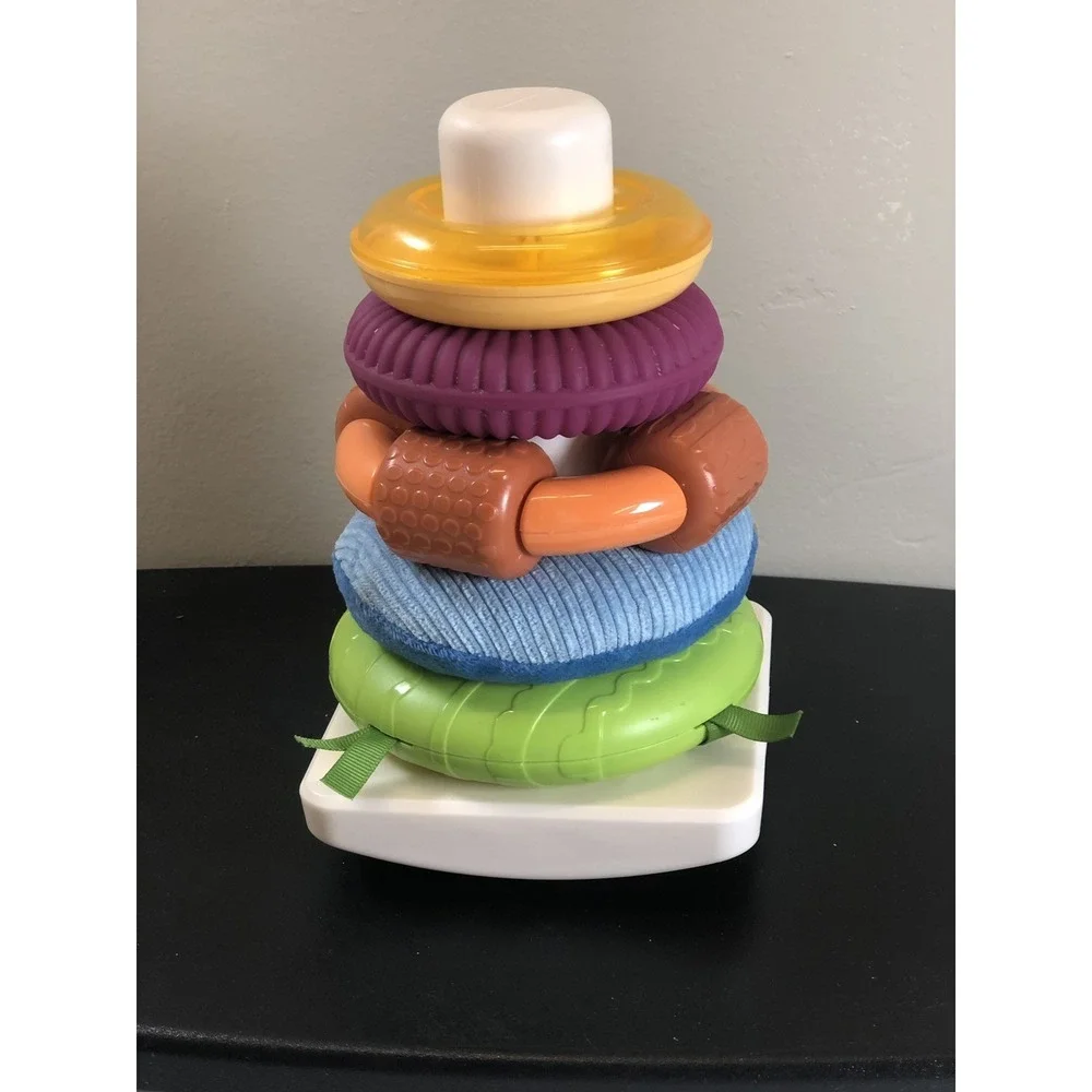 2x Fisher-Price Infant Sensory Stacking Rings Plush Rattle‎ Baby Toys